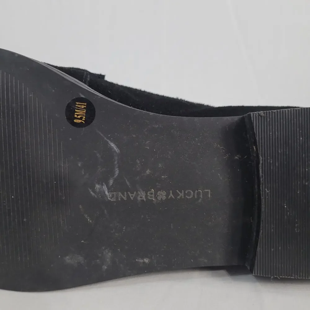 Lucky Brand Eryka Suede Penny Loafers sz 9.5M Black Preppy Poet Old Money
